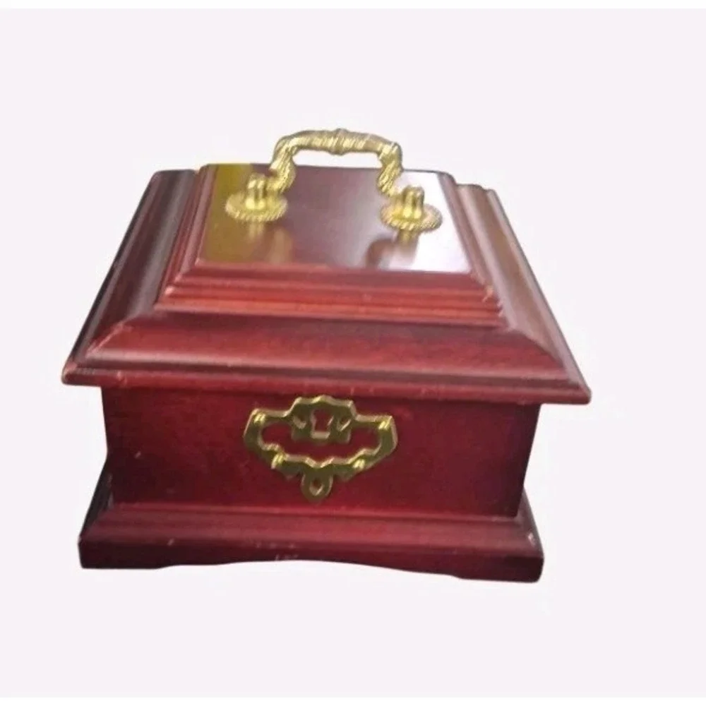 Wooden Jewelry Box With Golden Accents